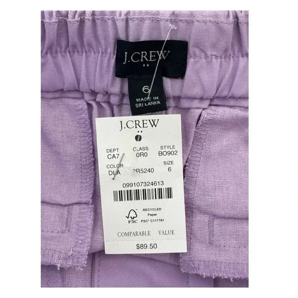 NEW J. Crew Women’s Size 6 Linen-cotton blend elastic-back sailor pant NWT - Picture 3 of 5